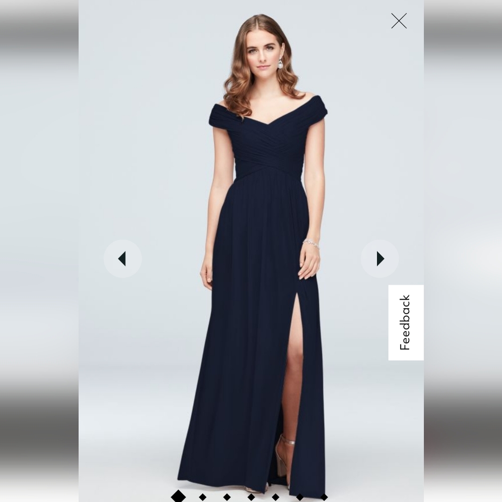 Crisscross Off the Shoulder Mesh Bridesmaid Marine